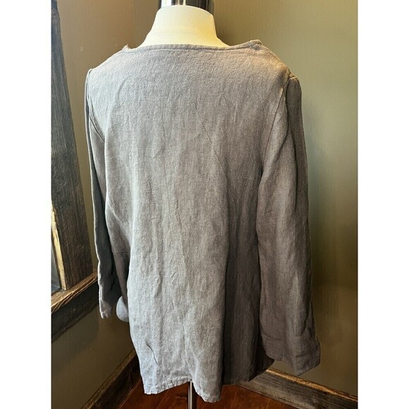 Bryn walker Gray 100% Linen asymmetric Flowy Boho Top Sz Small - Picture 8 of 8
